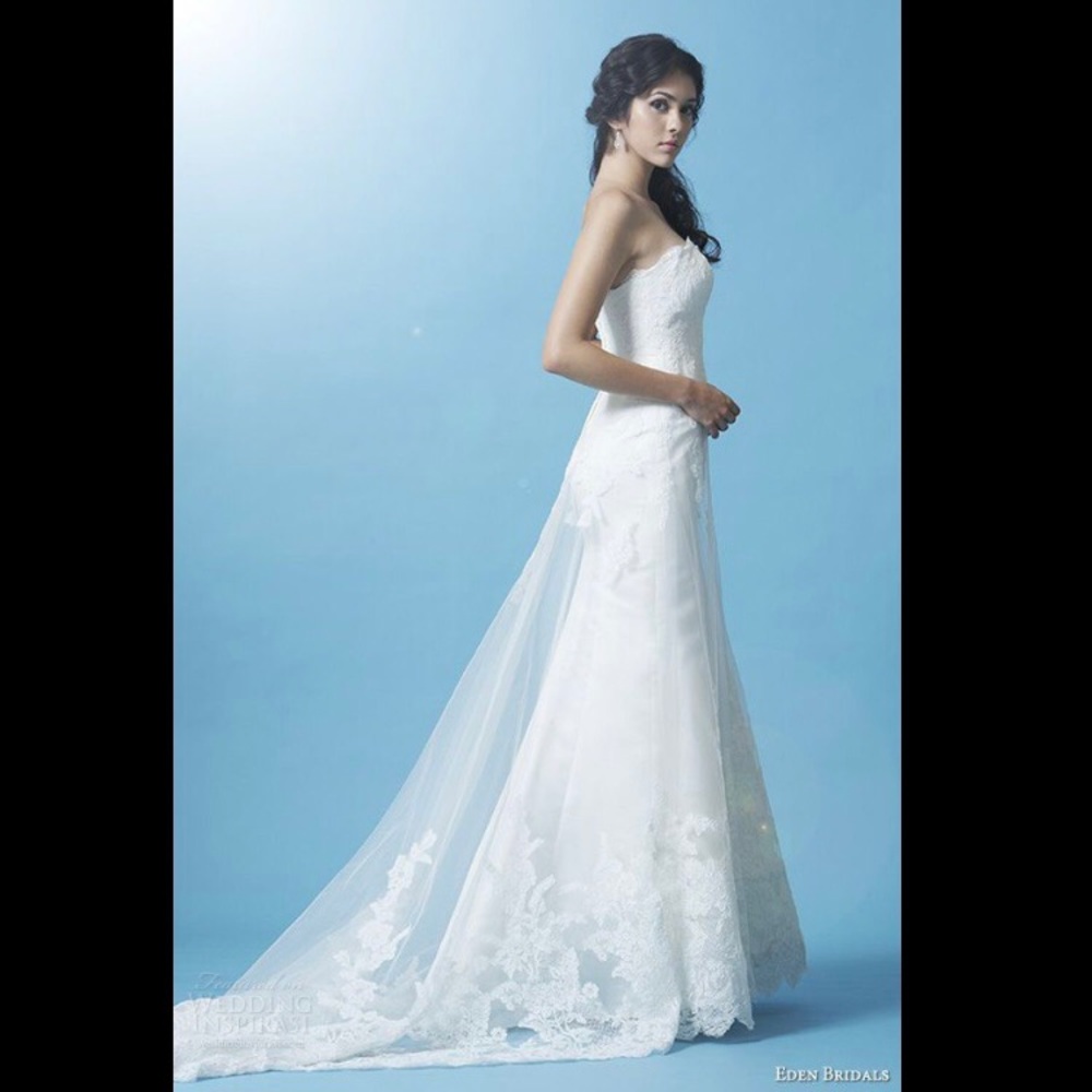 Eden Bridals Lace Strapless Wedding Dress - Picture 3 of 8